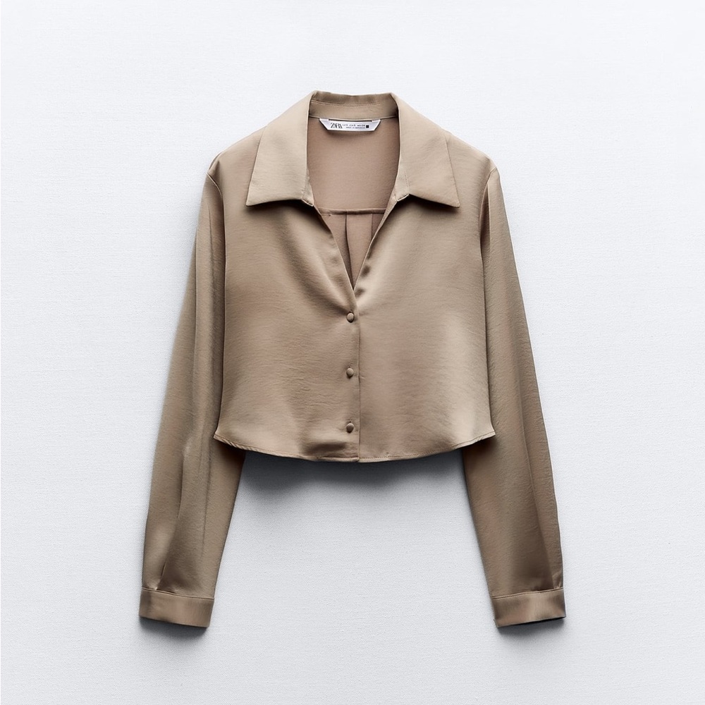 Zara Satin Effect Cropped Shirt